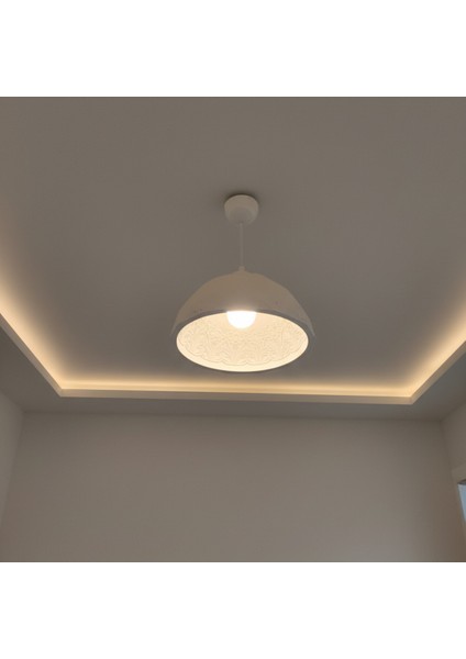 Bohem Mozaik Beton Tekli Beyaz Avize Modern Tavan Avizesi Salon Avizesi Mutfak Avizesi Şık Işık indirimleri