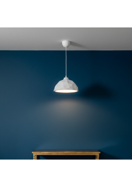 Bohem Mozaik Beton Tekli Beyaz Avize Modern Tavan Avizesi Salon Avizesi Mutfak Avizesi Şık Işık