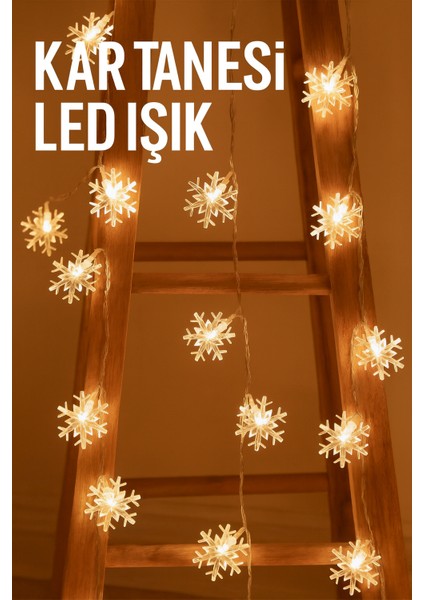 10 Metre 60 LED Kar Tanesi Işık - Gün Işığı, 4cm Figürlü, Kış ve Yılbaşı Süsü