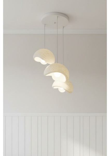 Rustik Iskandinav Tarzı 3’lü Beton Görünümlü Sarkıt Avize, Modern ve Doğaya Duyarlı Aydınlatma