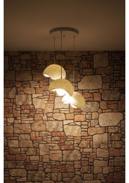 Rustik Iskandinav Tarzı 3’lü Beton Görünümlü Sarkıt Avize, Modern ve Doğaya Duyarlı Aydınlatma modelleri