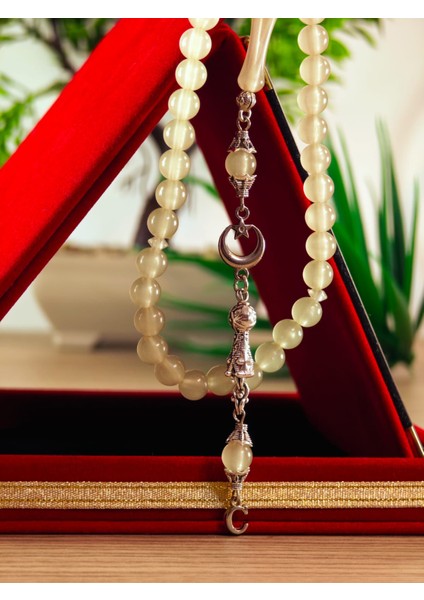 Kedi Gözü Kişiye Özel Harfli Hediyelik Tesbih Gece Karanlıkta Parlar 8 mm Küre Tesbih