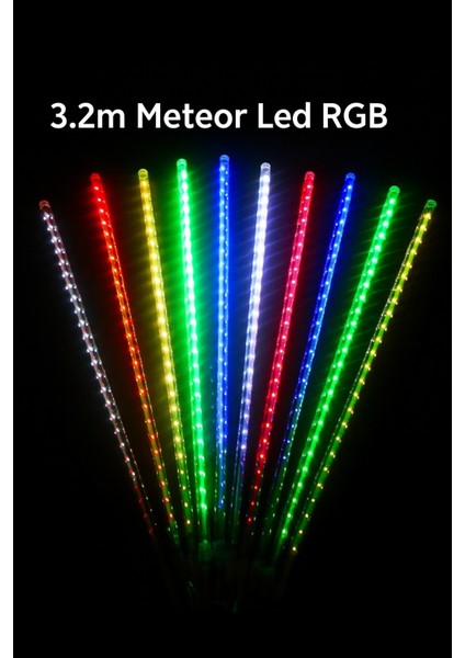 3.2 Metre Meteor LED Rgb Işık - Çok Renkli Kayan Efektli Parti ve Dekoratif LED