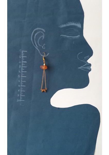 Akik Taşlı Sallantılı Küpe