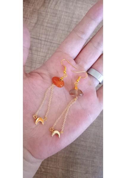 Akik Taşlı Sallantılı Küpe modelleri