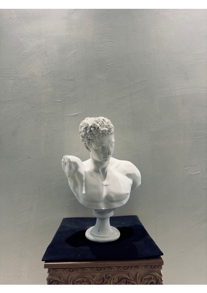 Dekoratif Antik Yunan Erkek Büst Heykeli 51×31 cm | Büyük Boy Boyanabilir Polyester Heykel | Klasik Sanat Büstü | Ev & Ofis Dekorasyonu