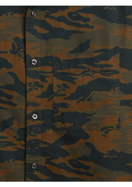 Erkek Kamuflaj Kamuflaj Desenli Oxford Gömlek Kutulu Kesim modelleri