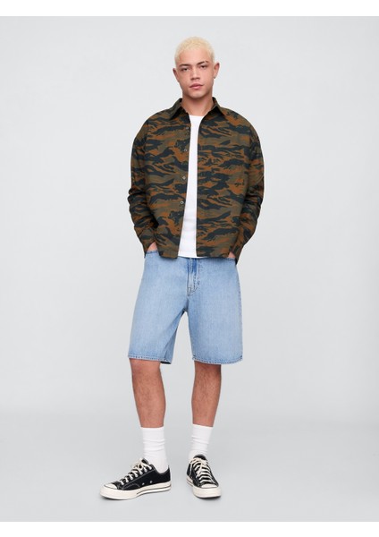 Erkek Kamuflaj Kamuflaj Desenli Oxford Gömlek Kutulu Kesim fırsatları