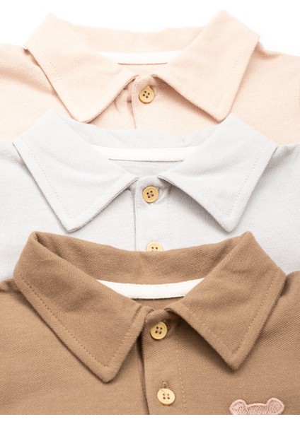 Nakışlı Polo Yaka Uzun Kollu Tişört – Bej modelleri