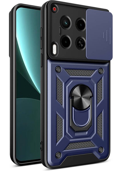 Tecno Camon 30 Kılıf Magnetik Standlı Kamera Korumalı Slide Sürgülü Cover Kapak