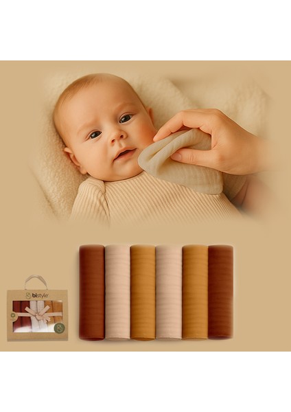 Organik 6’lı Müslin Mendil Seti – Hediye Kutulu