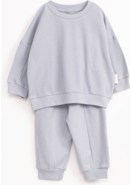 Soft Waffle Eşofman Takımı - Mavi Gri