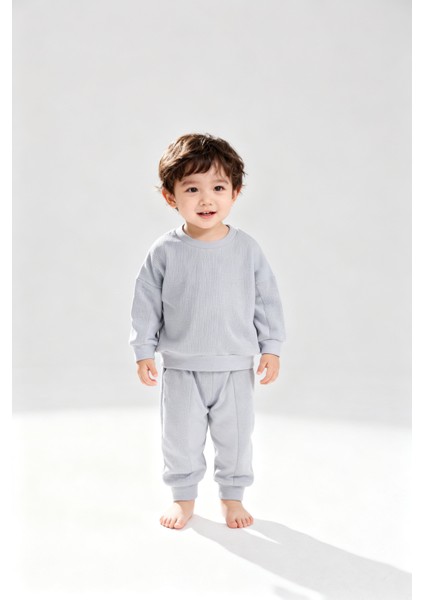 Soft Waffle Eşofman Takımı - Mavi Gri fiyatları