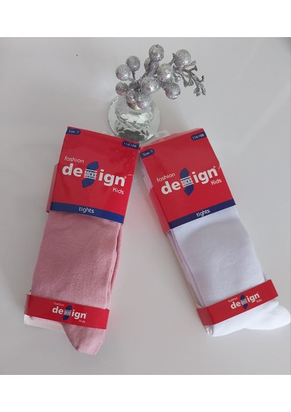 7 - 8 Yaş Beyaz -Pembe Külotlu Çorap