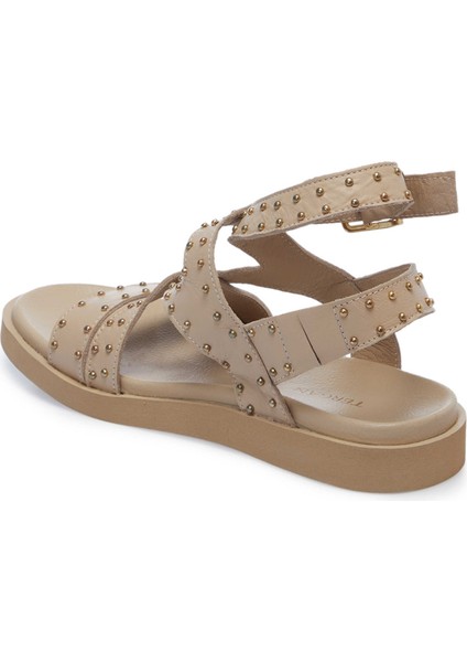 Bej Hakiki Deri Kadın Sandalet - K25Y1SN68114-A25