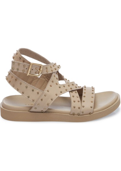 Bej Hakiki Deri Kadın Sandalet - K25Y1SN68114-A25