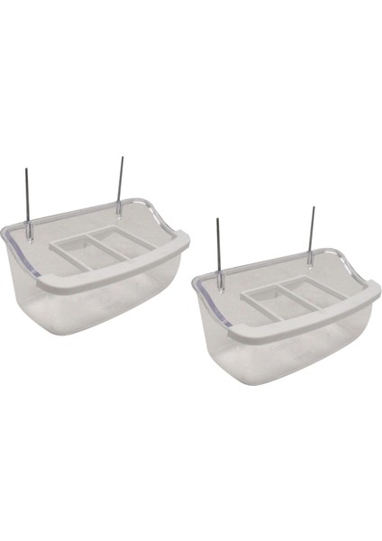 Tel Askılı Izgaralı Şeffaf Kuş Yemliği 10 cm - 2 Adet