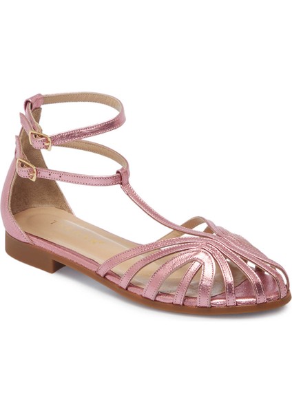 Pembe Hakiki Deri Kadın Sandalet - K25Y1SN67789-J91