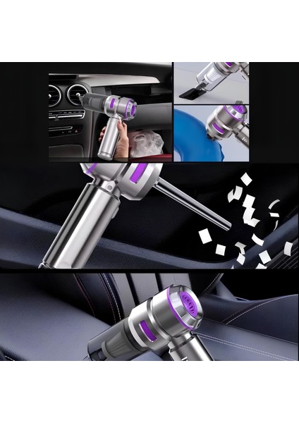 9 Farklı Uçlu Kablosuz Şarjlı Araç Içi Süpürge – Wireless Destekli, Güçlü Emiş, Taşınabilir Pratik Araç Temizleyici