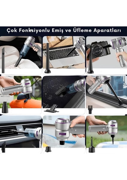 9 Farklı Uçlu Kablosuz Şarjlı Araç Içi Süpürge – Wireless Destekli, Güçlü Emiş, Taşınabilir Pratik Araç Temizleyici fırsatları