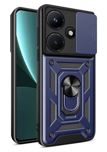 Infinix Hot 30I Kılıf Magnetik Standlı Kamera Korumalı Slide Sürgülü Cover Kapak