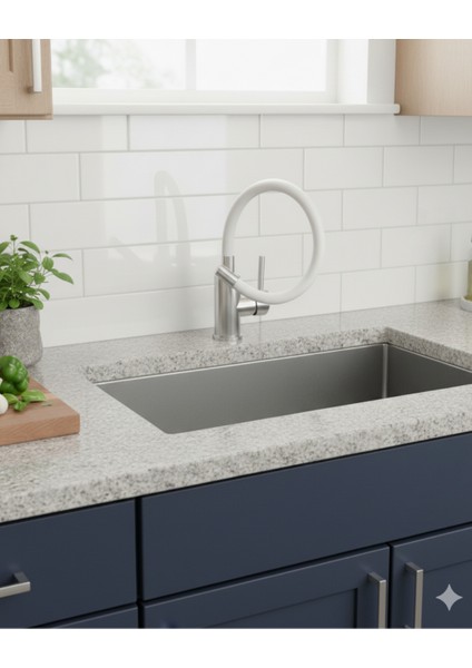 Luno Çelik Beyaz Mutfak Evye Bataryası| Esnek 380 mm S-şekil, 360° Silikon Hortum, A Sınıfı Havalandırıcılı Akış, 35 mm Seramik Kartuşlu,sessiz kullanım fiyatları