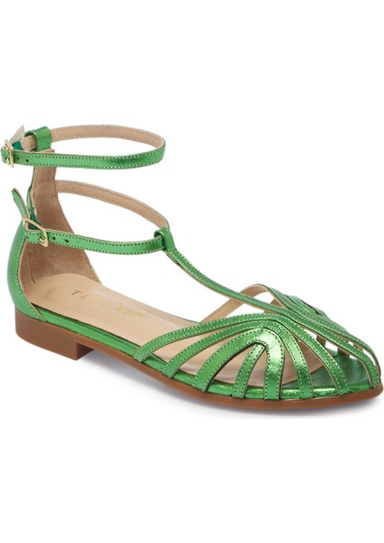 Yeşil Hakiki Deri Kadın Sandalet - K25Y1SN67789-G81