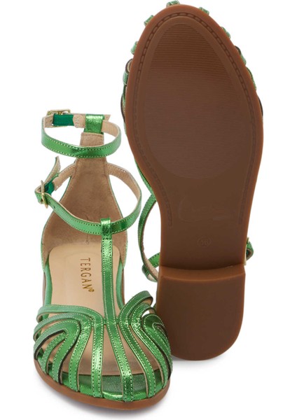 Yeşil Hakiki Deri Kadın Sandalet - K25Y1SN67789-G81