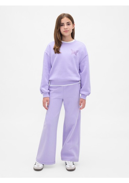 Kız Çocuk Lila Vintage Soft Dolman Sweatshirt modelleri