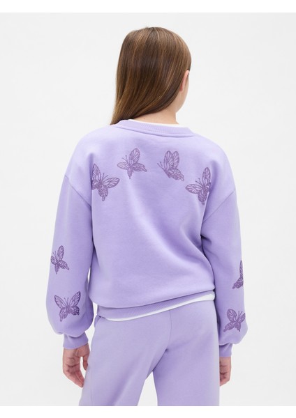 Kız Çocuk Lila Vintage Soft Dolman Sweatshirt fırsatları