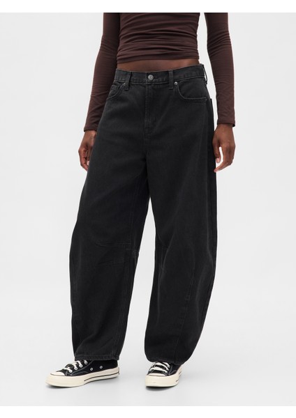 Kadın Siyah High Rise Ultrasoft Horseshoe Jean Pantolon