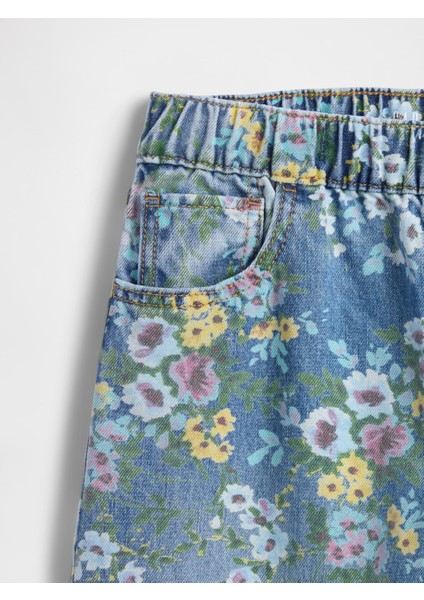 Kız Çocuk Açık Mavi Floral Easy Baggy Jean Pantolon fırsatları