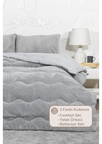 Victor Comfort Uyku Seti Çift Kişilik Wellsoft 3 Parça (195X215 Cm) Gri fiyatları