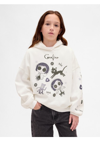 Kız Çocuk Beyaz Vintagesoft Grafik Sweatshirt