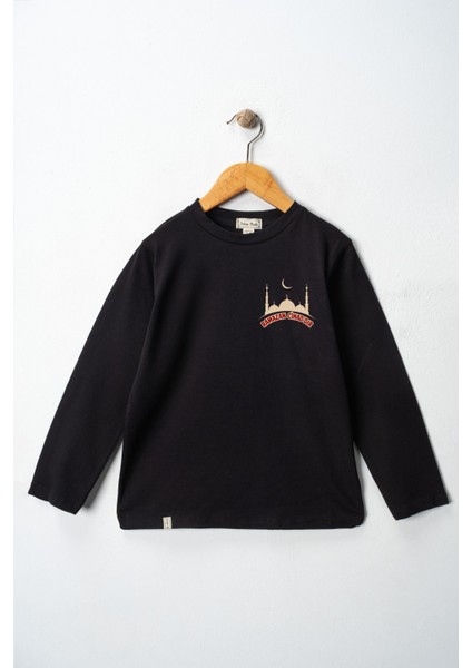 Erkek Çocuk Uzun Kollu Bisiklet Yaka "ramazan Cihad Dır" Baskılı Tişört Mevsimlik Pamuklu