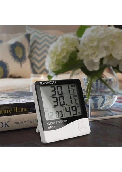 Iç ve Dış Ortam Sıcaklığını Ölçebilen LCD Ekran Saat Göstergeli Alarmlı Nem Ölçer Termometre (5148) fiyatları