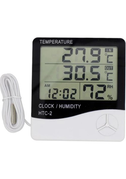 Iç ve Dış Ortam Sıcaklığını Ölçebilen LCD Ekran Saat Göstergeli Alarmlı Nem Ölçer Termometre (5148) indirimleri