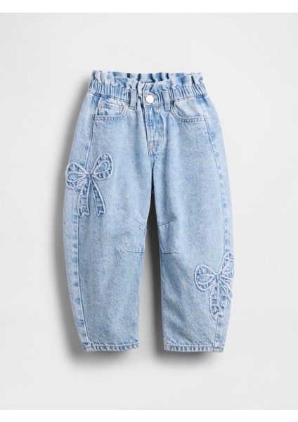 Kız Bebek Mavi Bow Horseshoe Jean Pantolon fırsatları