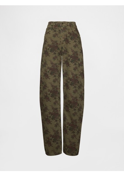 Kadın Haki High Rise Barrel Jean Pantolon fiyatları