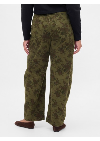 Kadın Haki High Rise Barrel Jean Pantolon modelleri