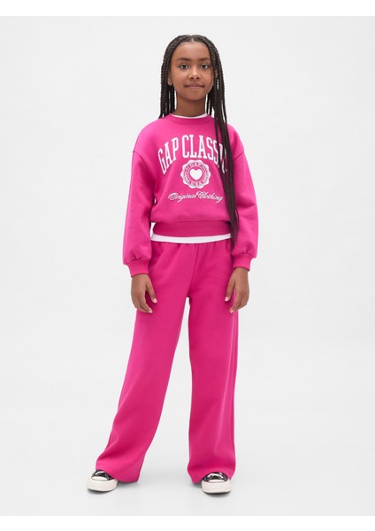 Kız Çocuk Pembe Vintage Soft Baggy Eşofman Altı