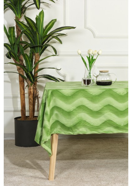 Desenli Kadife Masa Örtüsü (125X210 Cm) Yeşil