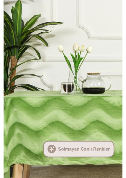 Desenli Kadife Masa Örtüsü (125X210 Cm) Yeşil fiyatları
