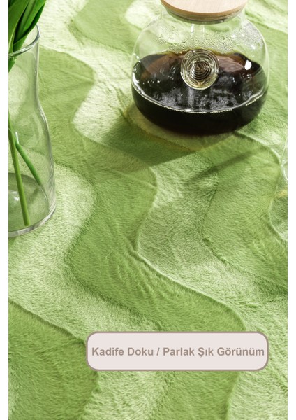 Desenli Kadife Masa Örtüsü (125X210 Cm) Yeşil modelleri