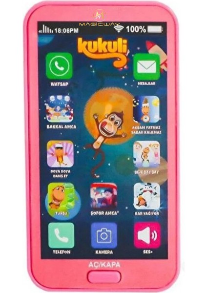 Kukuli Dokunmatik Oyuncak Telefon 12 Fonksiyonlu Türkçe Sesli Işıklı Müzikli Pilli Eğlendiren fırsatları