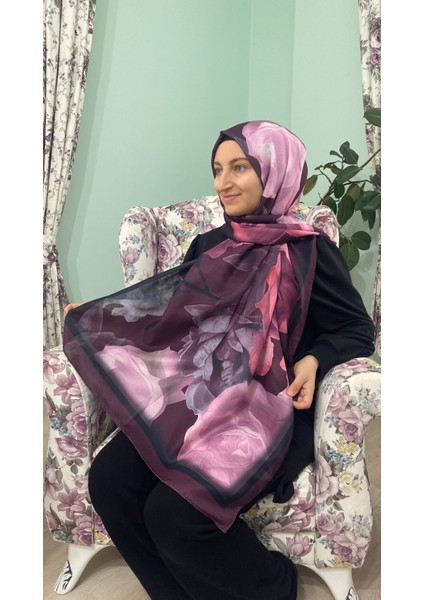 Gül Desenli Naturel Şal