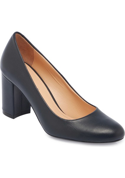 Lacivert Hakiki Deri Kadın Topuklu Ayakkabı - K25I1AY67794-A31 indirimleri