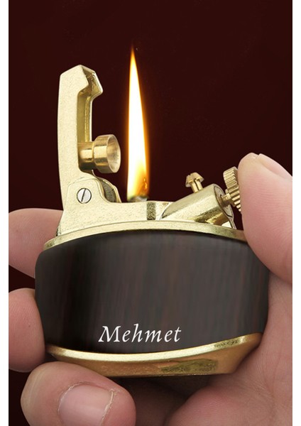 Kişiye Özel Isimli Isim Baskılı Ahşap Görünümlü Lüks Benzinli Çakmak