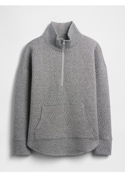 Kadın Gri Gapfit Quilted Jacquard Pullover Spor Üst fiyatları