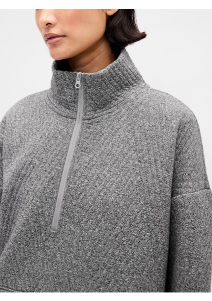 Kadın Gri Gapfit Quilted Jacquard Pullover Spor Üst modelleri